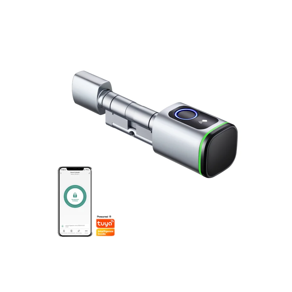 Ulock Smart Biometric Digital Intelligent Fingerprint Tuya Smart Cylinder Lock with Card Key