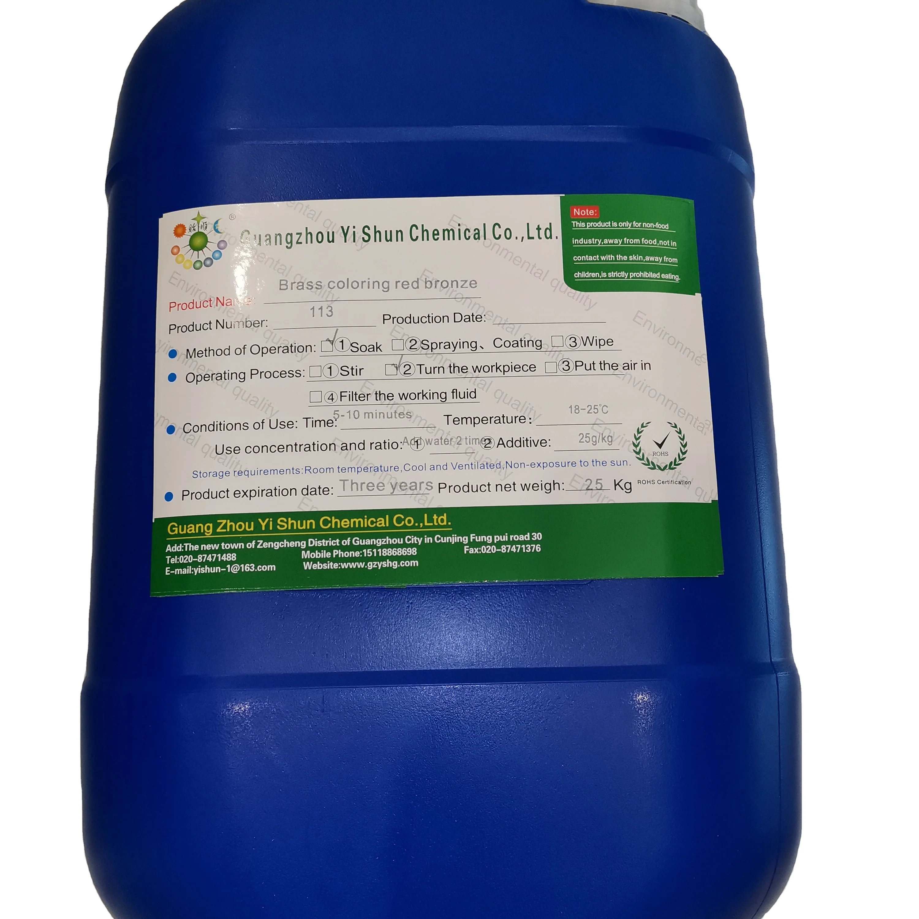 Green brass colorant red bronze reagent