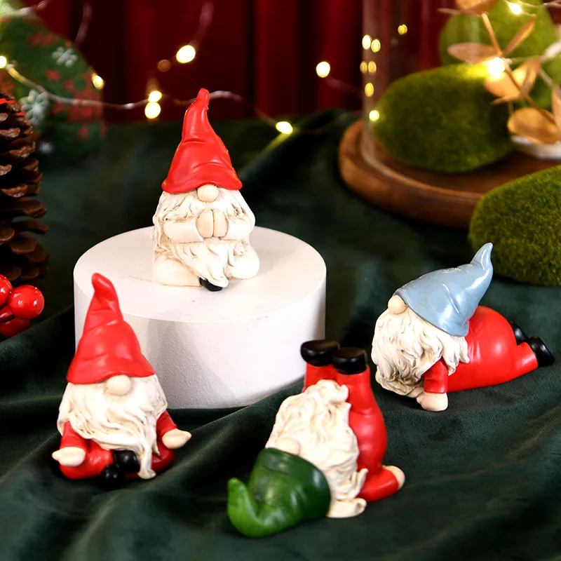 Nordic design Christmas small pendant Christmas faceless elderly crafts cartoon home desktop resin ornaments unique home decor