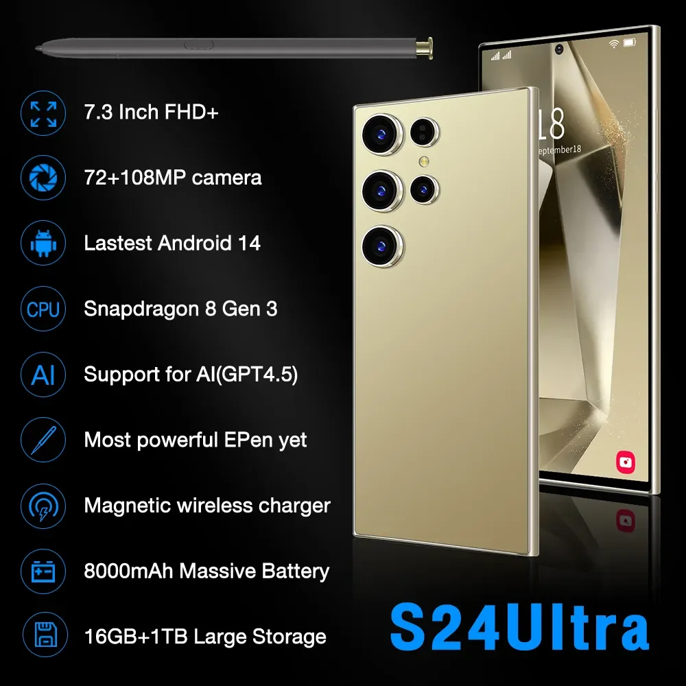 Оригинальные телефоны samsun s24 ultra смартфоны для 16GB + 1TB 5G Dual SIM мобильный телефон 5g смартфон