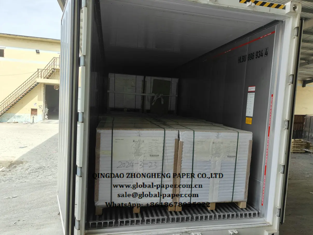 Bond paper ream packing with loading container