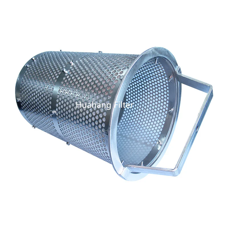 Stainless steel 316 basket filter element metal porous basket filter strainer for liquid filtration