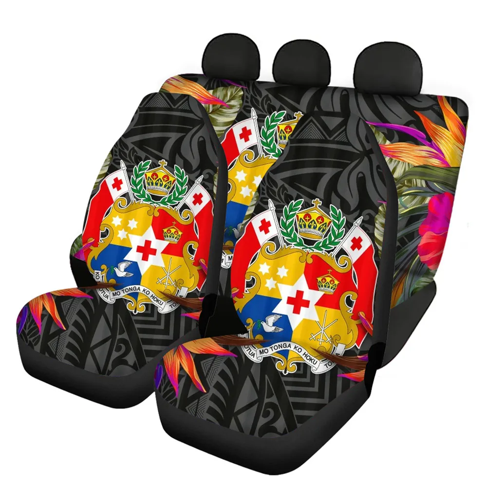 full set car seat covers oem custom logo Tonga Polynesian Floral printed car seat covers universal for women men 2021 wholesale