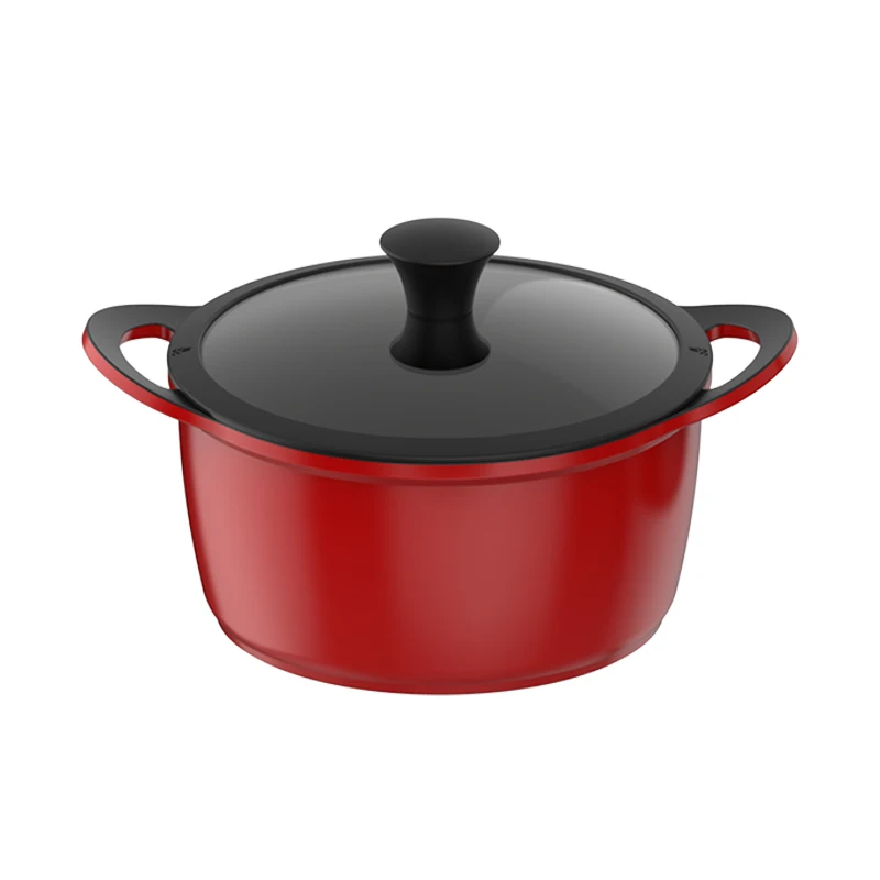 Die Cast Cookware Set Caserole Set Cooking Pots And Pans Red Point With Temperature