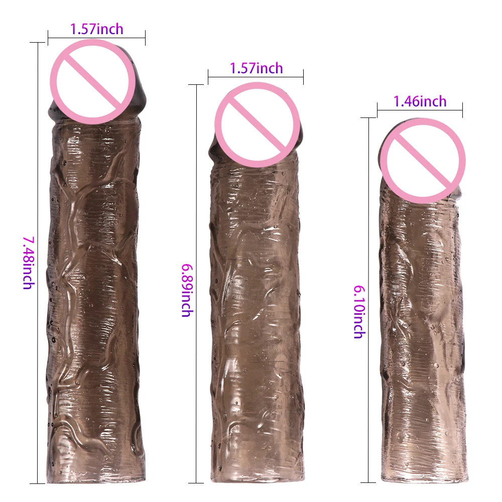 Transparent Crystal Condom Penis Sleeve Spike Clit Reusable Condoms Male Enlargement Time Delay Sex Toy for Couple