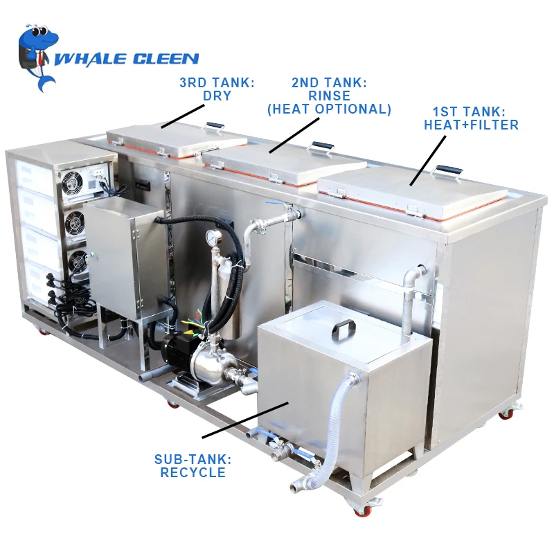 Industrial Engine Block Parts Ultrasonic Cleaning Machine 264L with Filtering Rinsing Drying Tank
