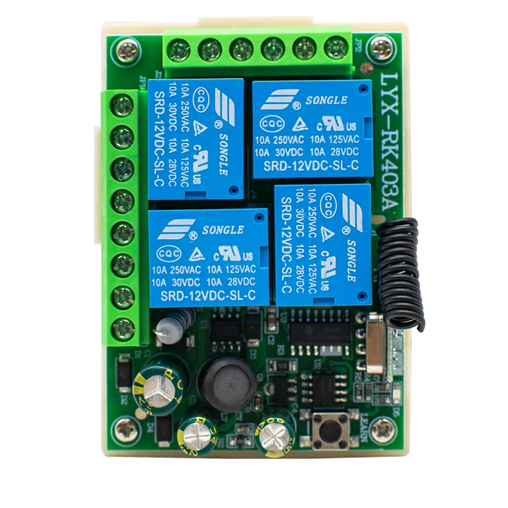 433Mhz Universal Wireless RF Remote Control Switch DC 12V 4 Channel RF Relay Receiver Module For Smart Home Led Light Lamp Bulb