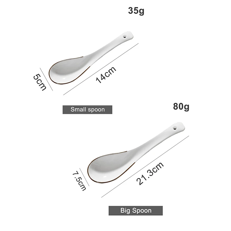 Bulk High Grade Bone China Chinese Soup Spoon With Gold Rim Ceramic Dinner Serving Spoon For Restaurant