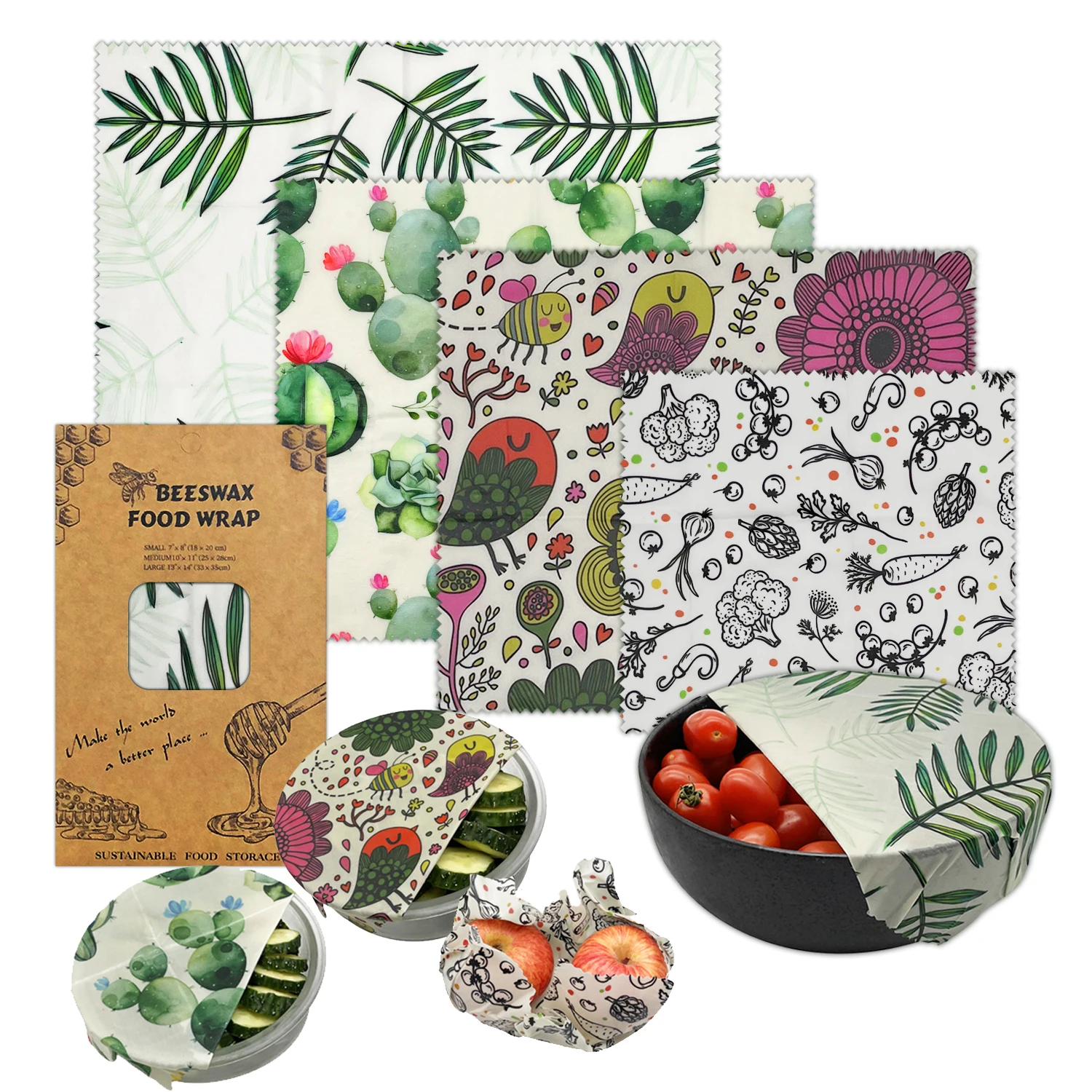 
Direct Factory Eco Sustainable Wrap Sets Custom Beeswax Food Wrap 