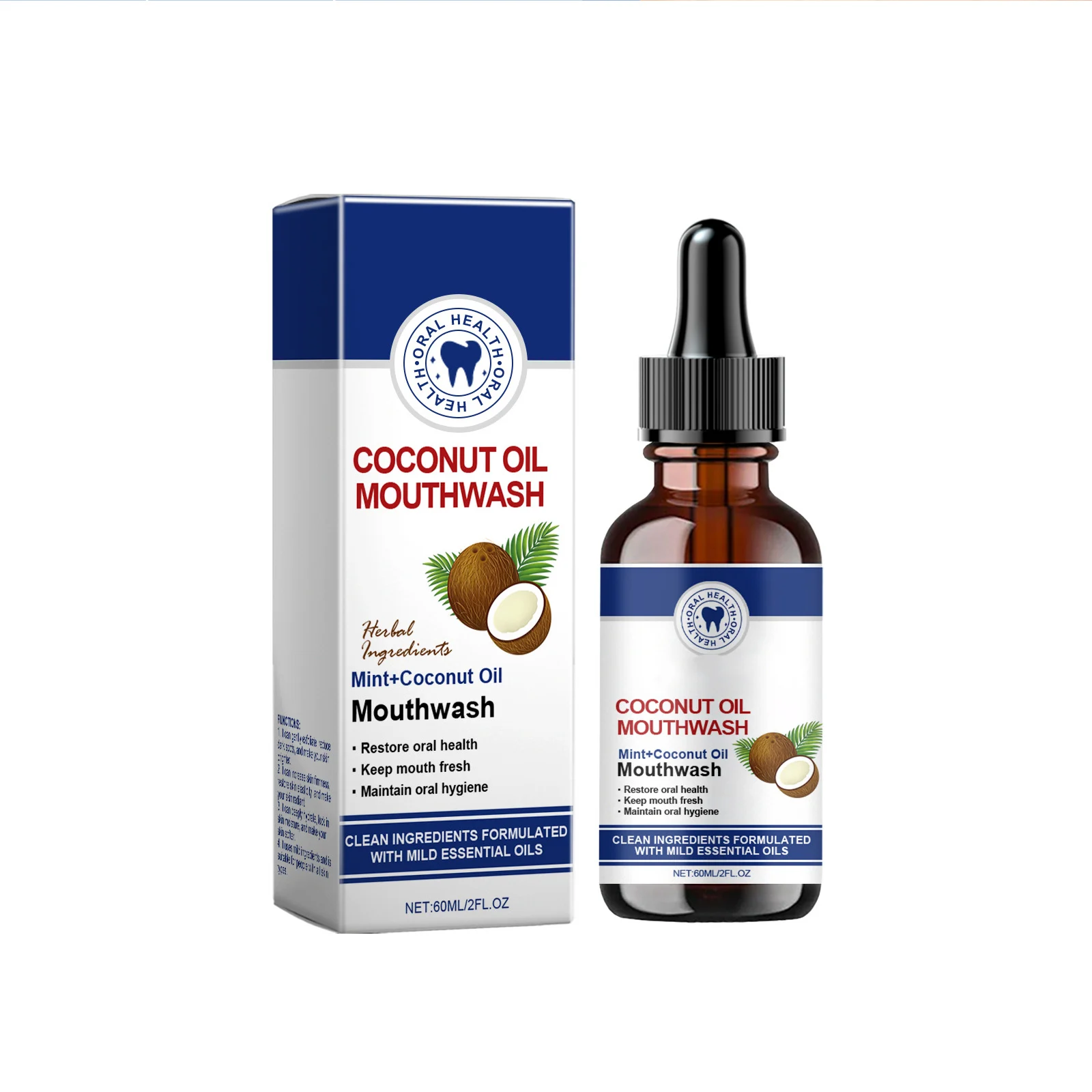 Whitening Pulling Oil with Coconut Oil Peppermint Essential Oil for Teeth and Gums Bad Breath Treatment for Adults