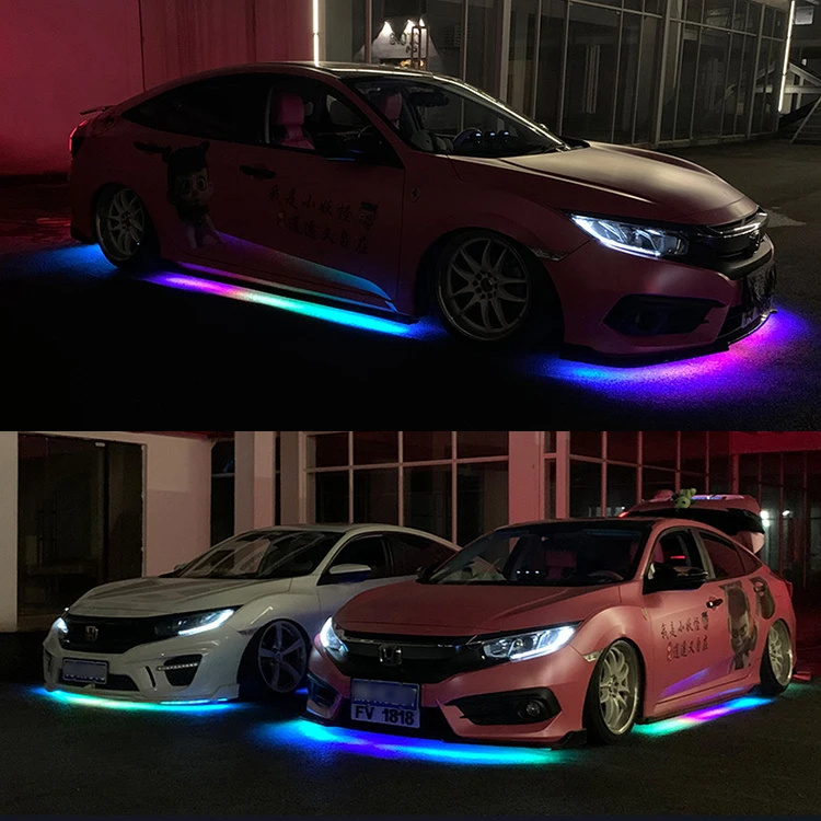 Управление через приложение бесперебойный цвет RGB автомобильный светильник комплект неоновый для нижнего корпуса автомобильная светодиодная лента