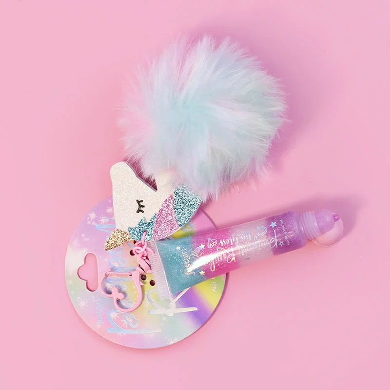 Блеск для губ для детей, оптовая продажа, продавцы, мерцающий, водонепроницаемый, индивидуальный логотип, милый брелок с собственной торговой маркой, блеск для губ для детей