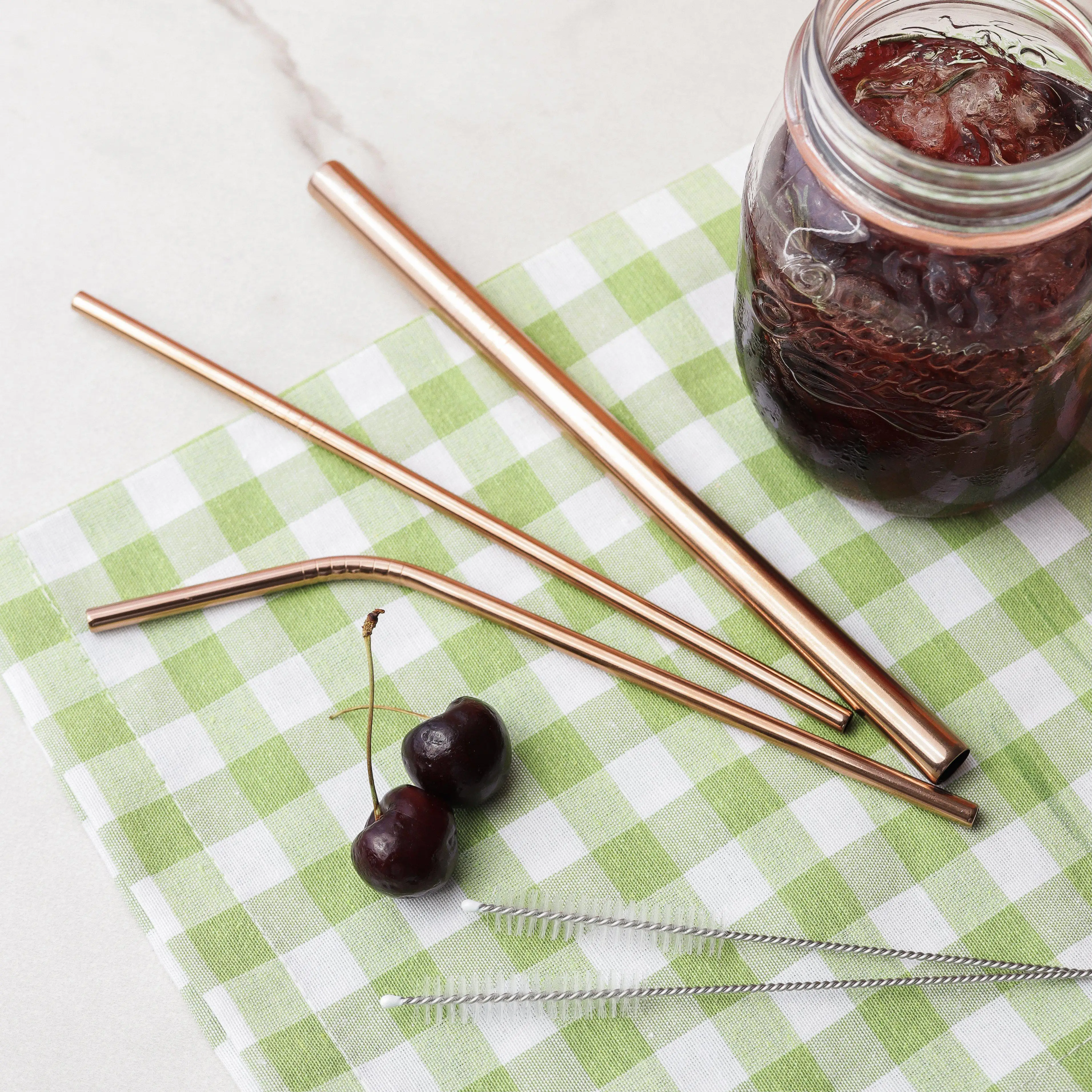 Stainless Steel Straw Logo Metal Reusable Eco Friendly Drinking Straws Brush Bag Set For Drinks