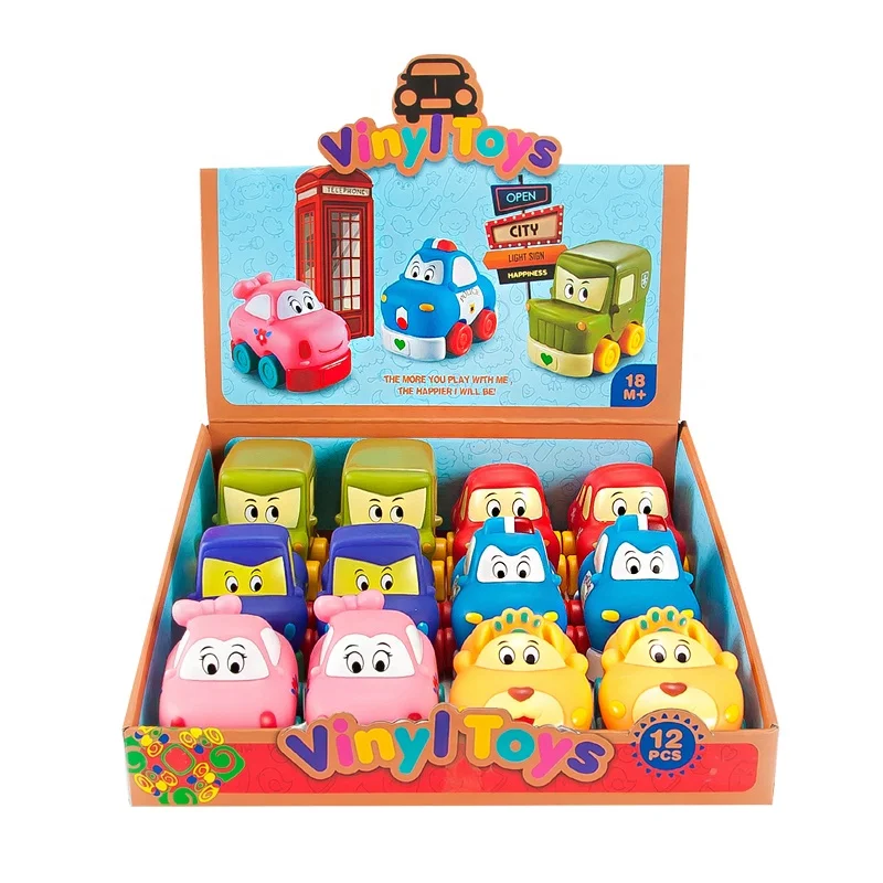 Mini car vinyl toy for baby education toys soft rubber cars cheap kids gift