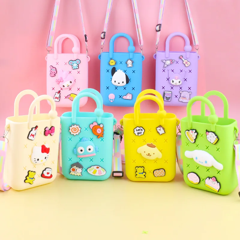 New cute mini Cartoon Silicone Crossbody Bag with DIY Portable Beach Bag for Children ladies outdoor kids Hot Sale Custom gift