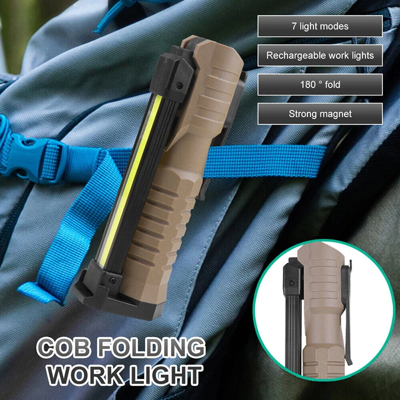 Portable USB rechargeable COB LED work light emergency magnetic Base Mechanic Working light High bright Repair Lamp