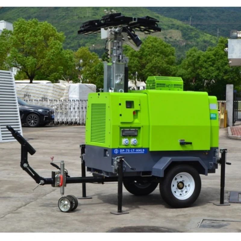 Yangdong/Kubota/Perkins diesel powered light tower mobile lighting tower 10kva 9m 8m 7m portable led diesel light tower