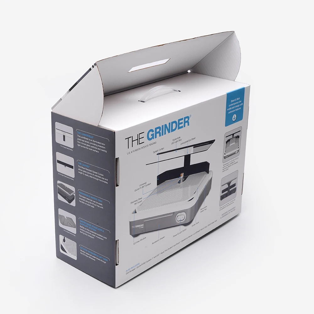 Custom Logo Recycled Big Size Electronics Packaging Cardboard Paper Corrugated Shipping Box With Plastic Handle