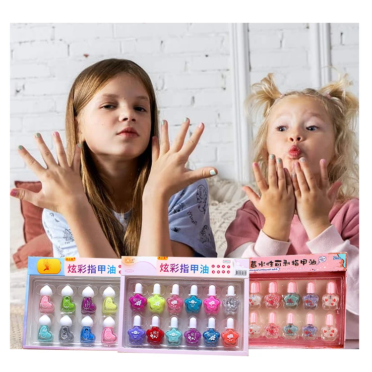 Children makeup diy toys water base kids nail polish set private logo all natural private non toxic nail polish for kids