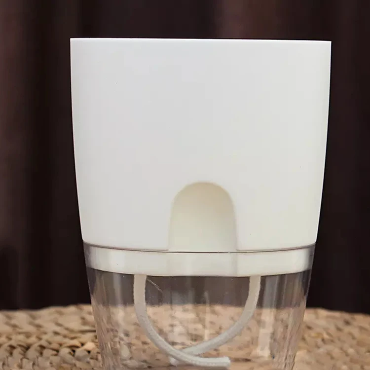 Indoor Office Round Hydroponic Transparent Clear Succulents Planter Self Watering Plastic Flower Plant Pots