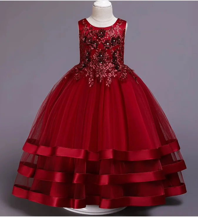 3040  Girls Frocks Designs Latest  Kids Evening Gown Flower Maxi Girl Beautiful Children Wedding Party Dress