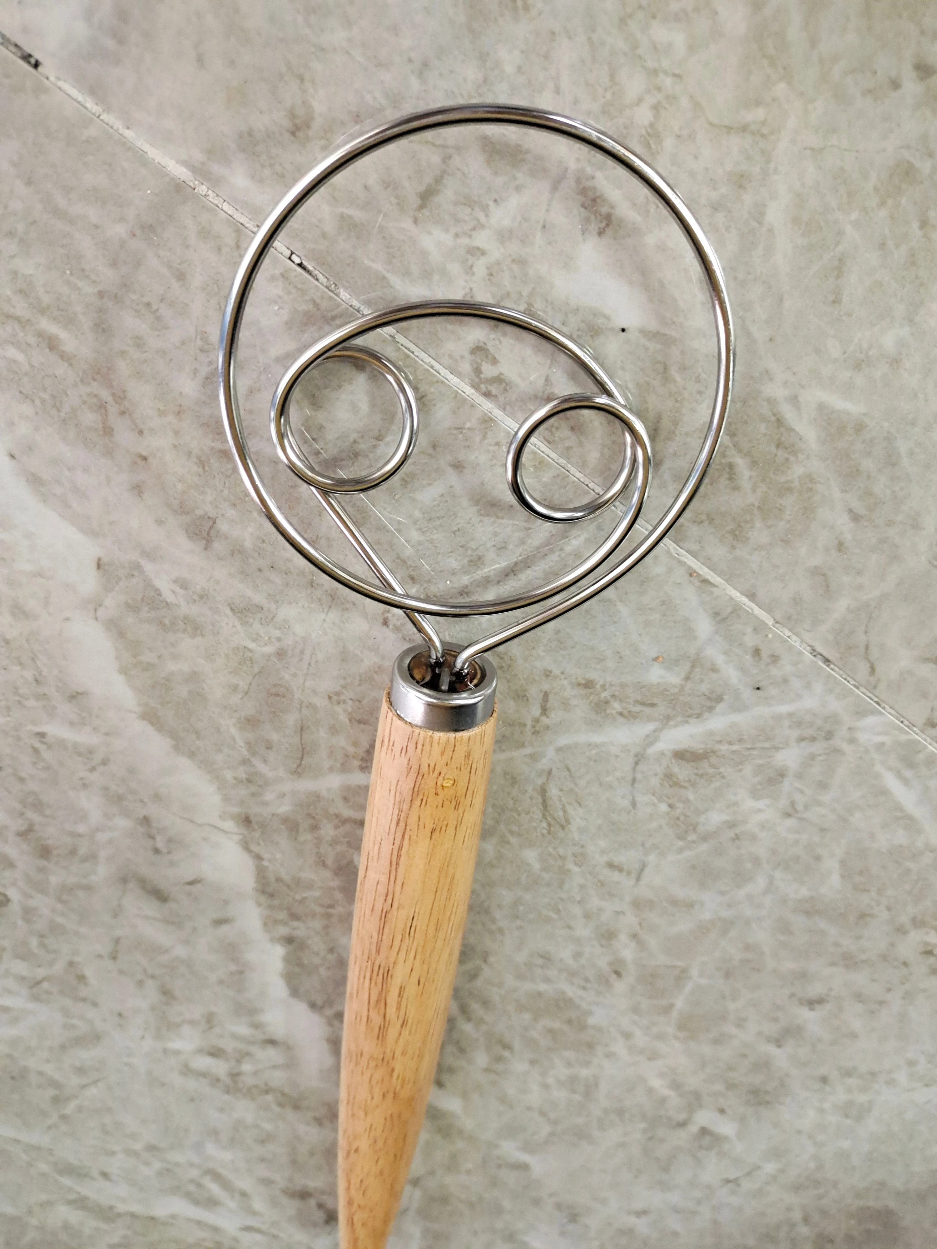 
Food grade dough egge whisk stainless steel wooden handle 