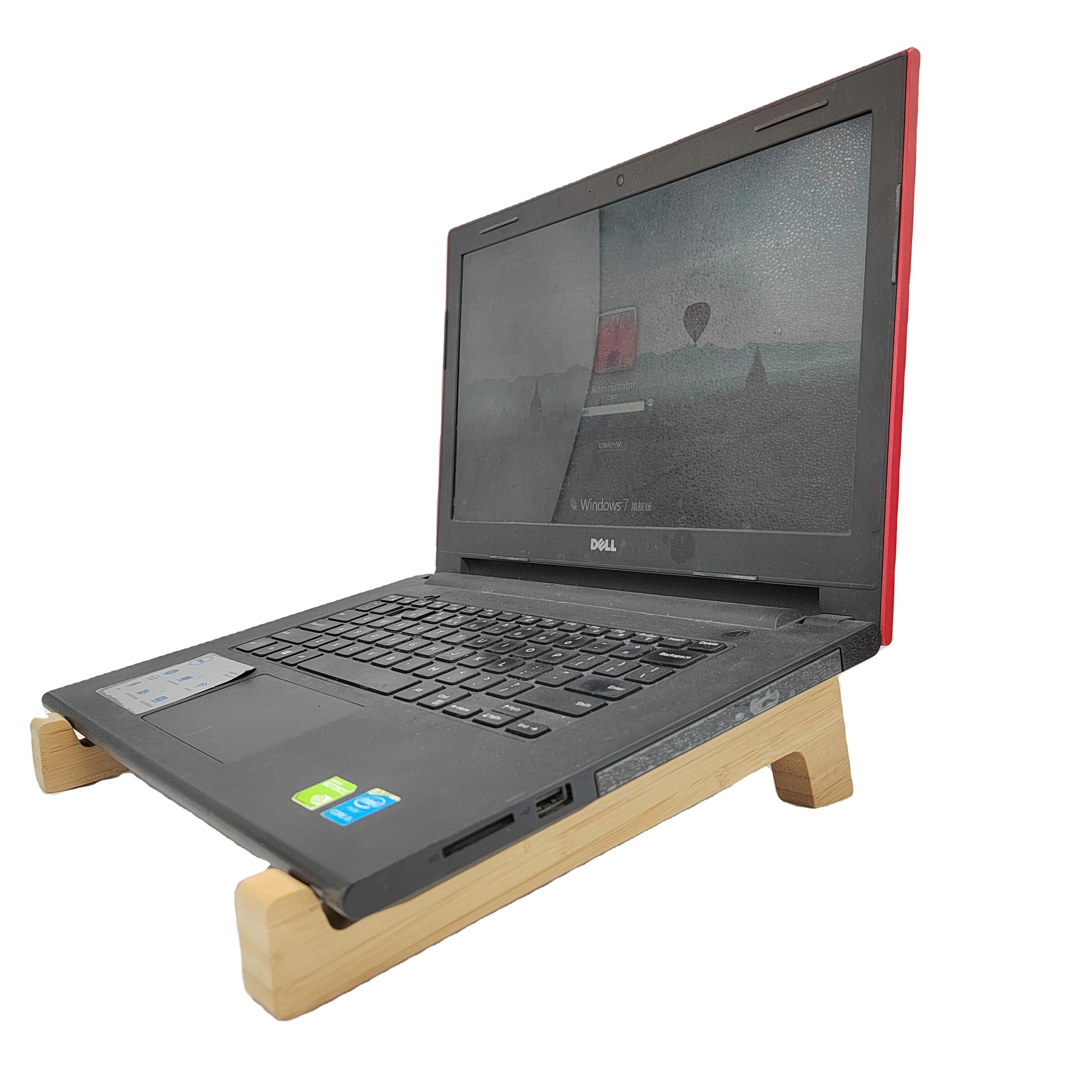 desk stand laptop 2024 Bamboo material Laptop Stand for Desk Fits All Portable Nonslip Laptop