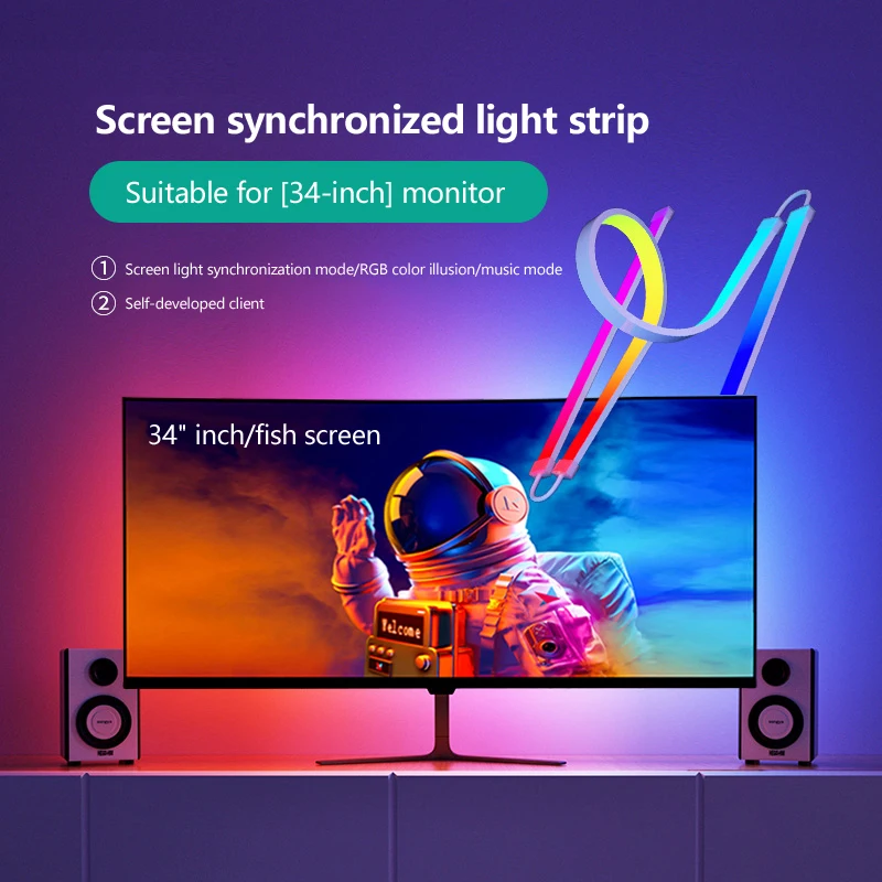 RGB меняющий цвет компьютерный монитор световая панель светодиодная подсветка синхронизированная лента легкий материал для ПК экран