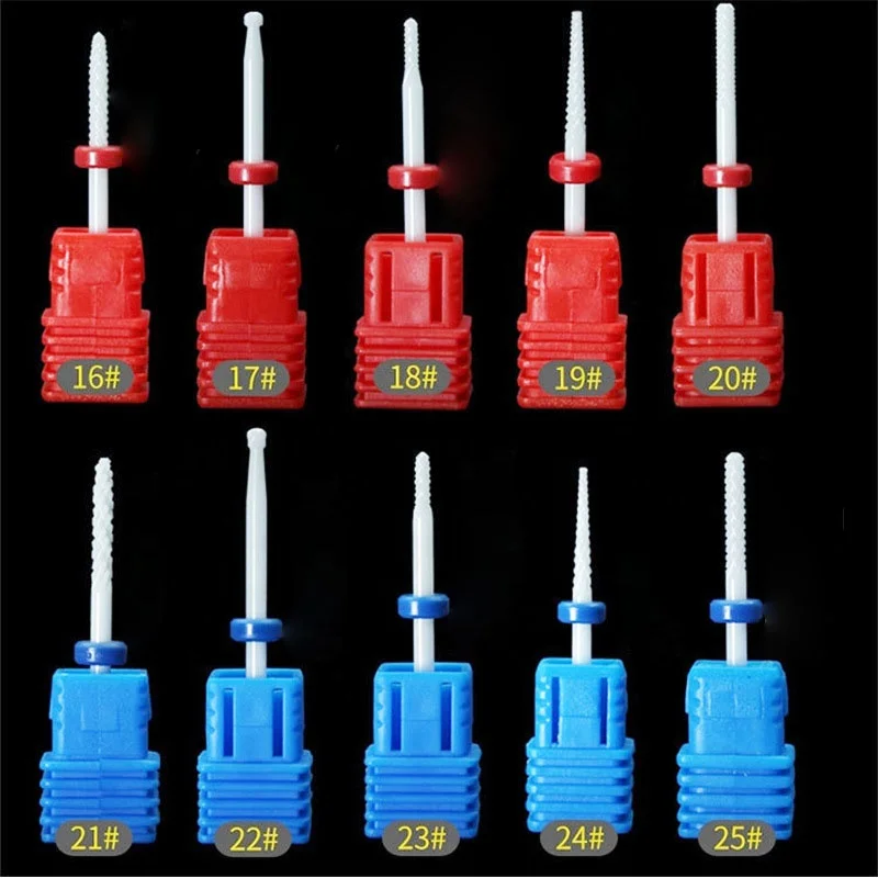 Different Sizes Nail Polish Ceramic Grinding Head Single Branch Elastic Electric Nail Grinder Tool Head Nail Drill Bit