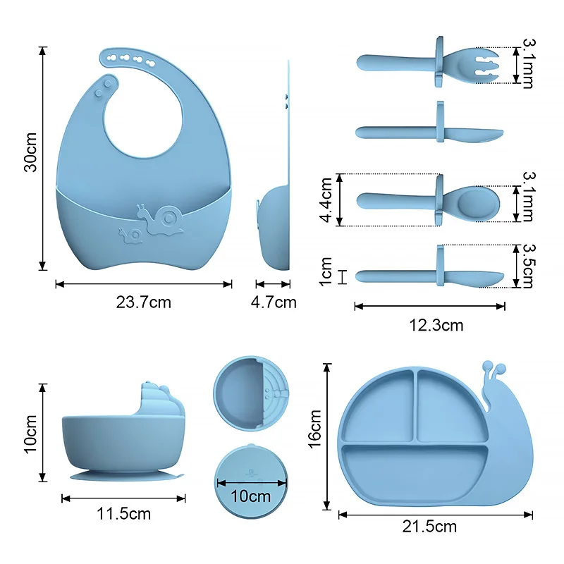2022 Animal Snail Silicone Baby Feeding Set Silicone Feeding Bpa Free Kids Tableware Dinnerware Set