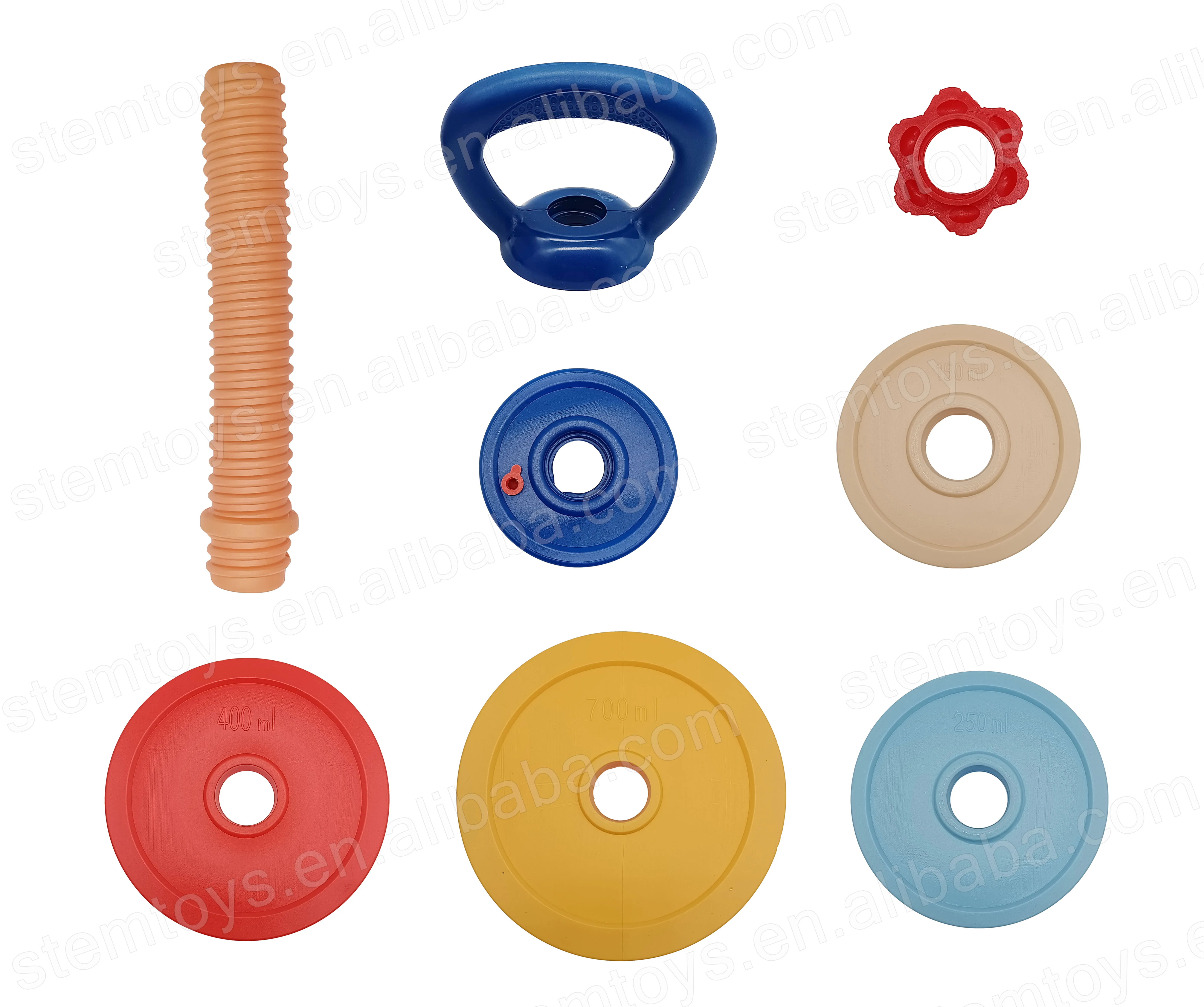 New sports mini game exercise weight lifting toy set plastic water/sand filling dumbbell toys outdoor/indoor games for kids