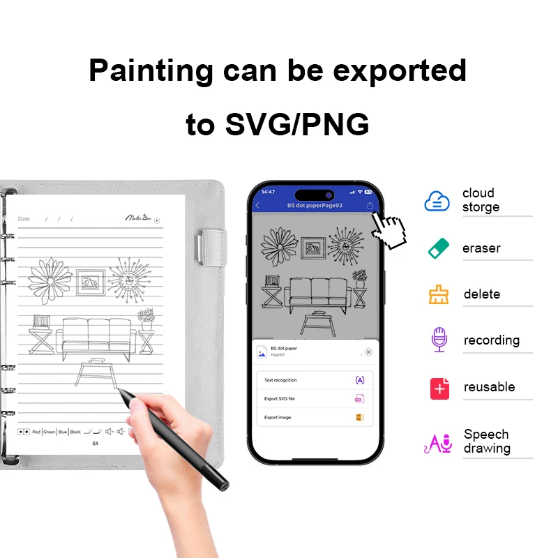 Factory Promotion Smart notebook Fingerprint Lock Notebook  Agenda Leather Notebook For Drawing Writing