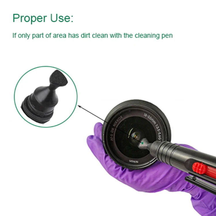 Black Small Double Head Retractable Camera Cleaning Pen With Computer Keyboard Brush Screen Cleaner