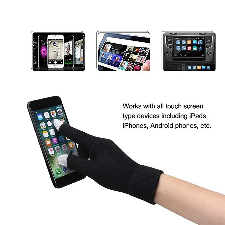 Cheap Custom logo Black Women Men Winter Touch Touch Screen Gloves Knitted Mitten