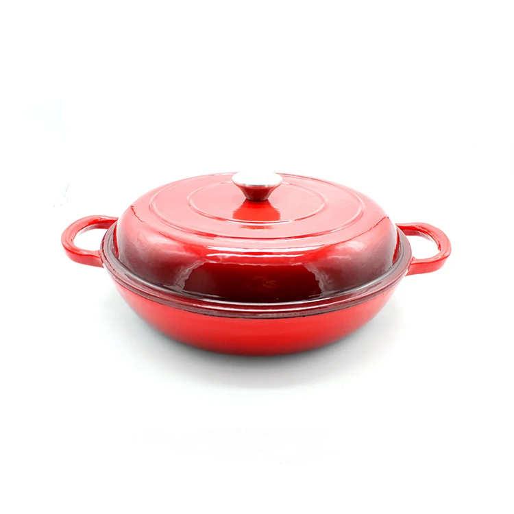 2in1 cast iron double dutch oven with frying pan die casting pot frying pan cast iron non stick square bbq grill pan