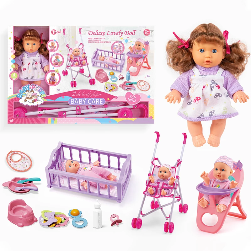 9 Inch 4 Sounds Baby Doll Accessories Set Baby Silicone Reborn Dressing Girl Dolls Pretend Play Toys for Kids Girls Baby Toy