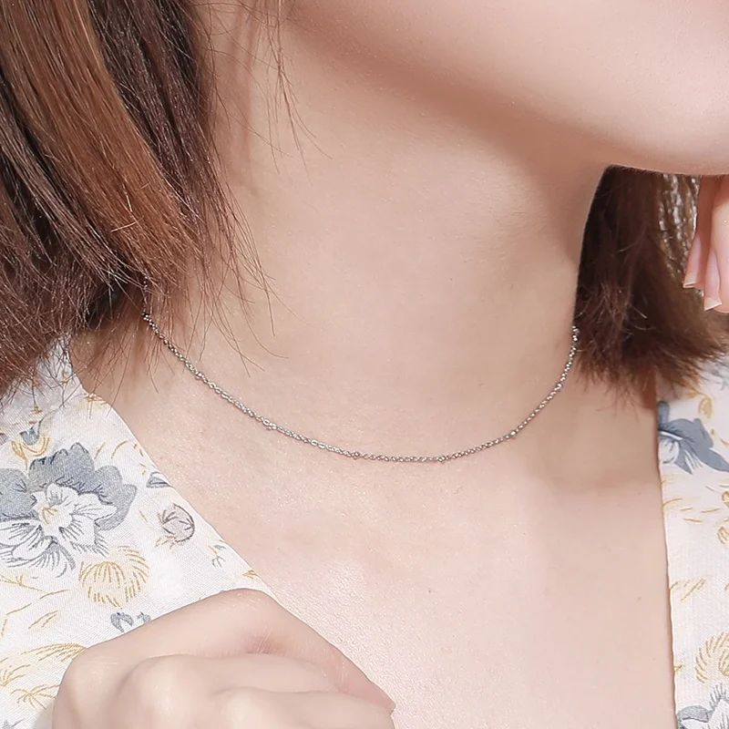Minimalist Jewellery Necklaces Choker 925 Sterling Silver Bobble Chain Satellite Necklace