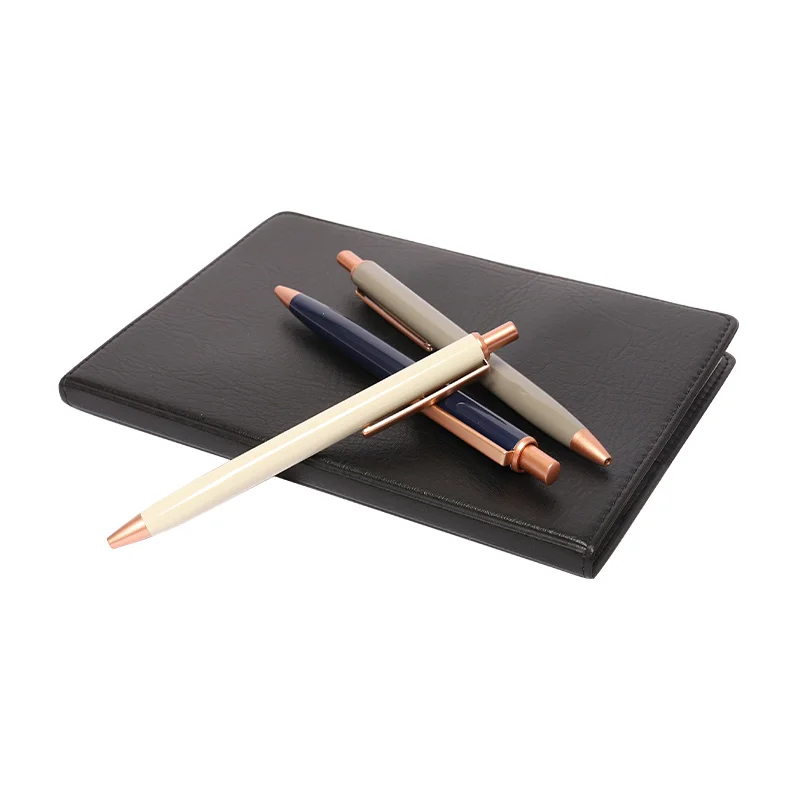 
Plastic parker style refill shiny chrome parts KB609000 Promotional click gift simple cheap rose gold ball point pen 