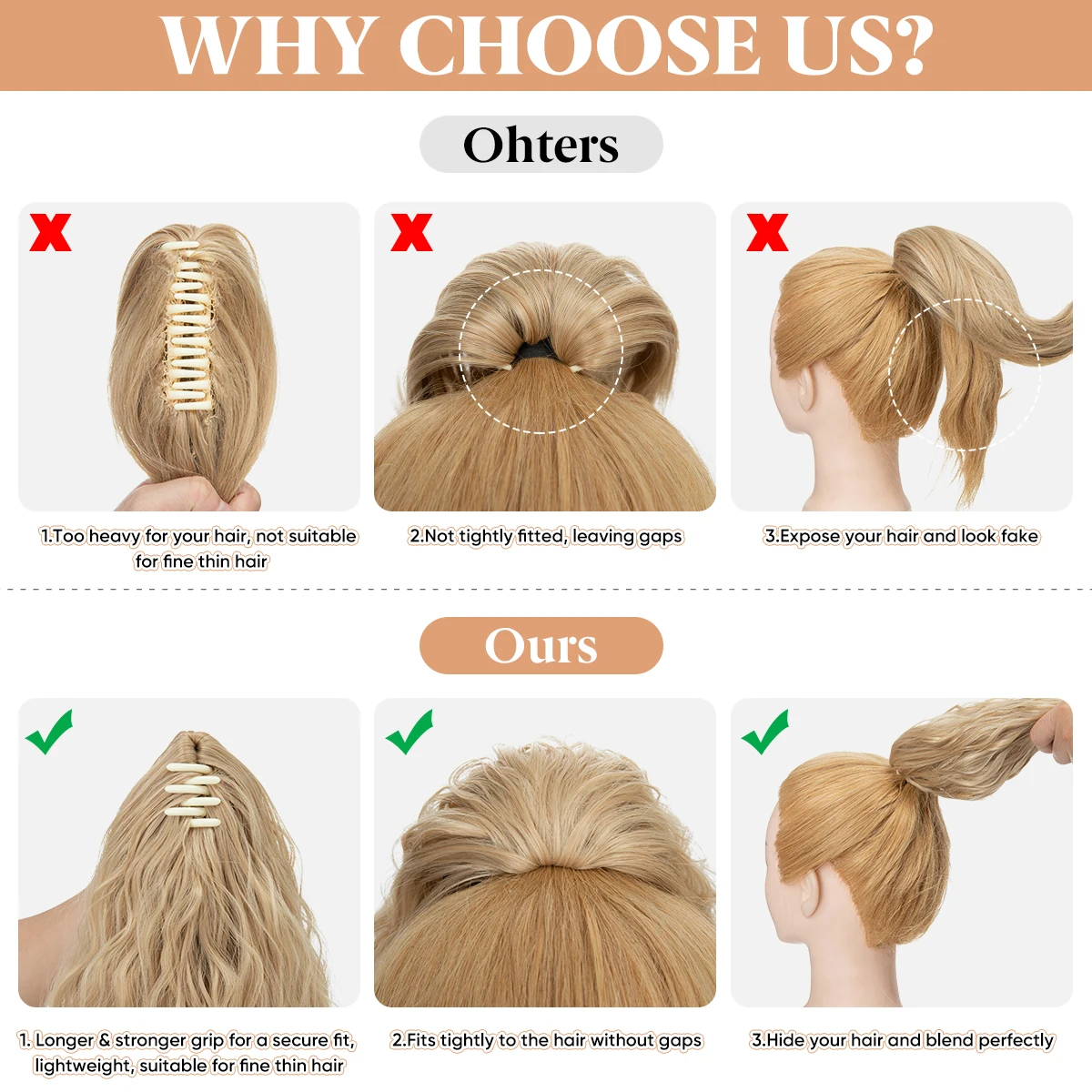 SARLA Wholesale Claw Clip In Ponytail Extensions Synthetic Long Wavy Fluffy Ponytail Hairpieces ponytails