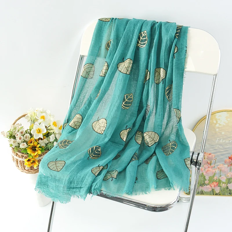 Custom Women Gold New Arrival Decoration Foil Dragonfly Print Shawl Pashmina Scarf