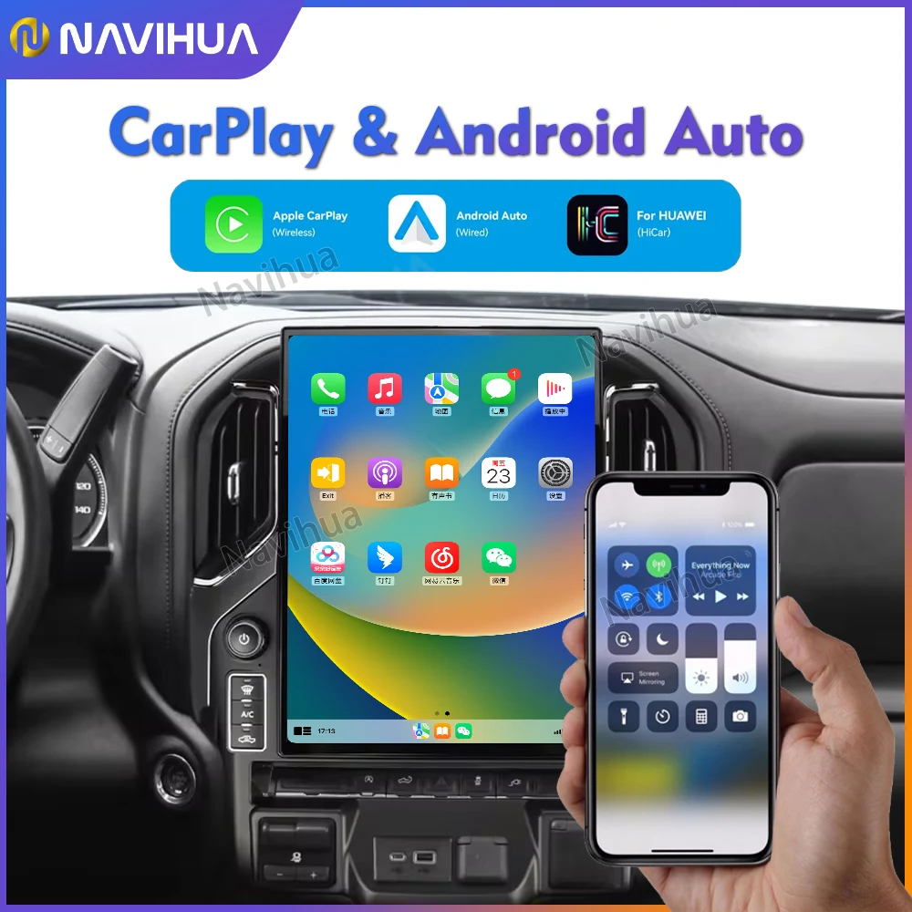 NaviHua 15.6 Inch Android Car Radio Screen For Chevrolet Silverado GMC Sierra 2019 2021 Automotive Navigation Carplay Head Unit