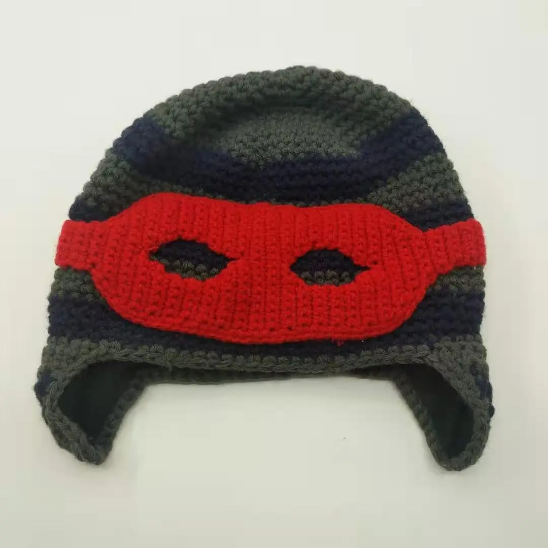 
cute superman face Style Winter Warm Crochet hat European Style Knitted Kids Beanie cap cagoule face mask hoodie 