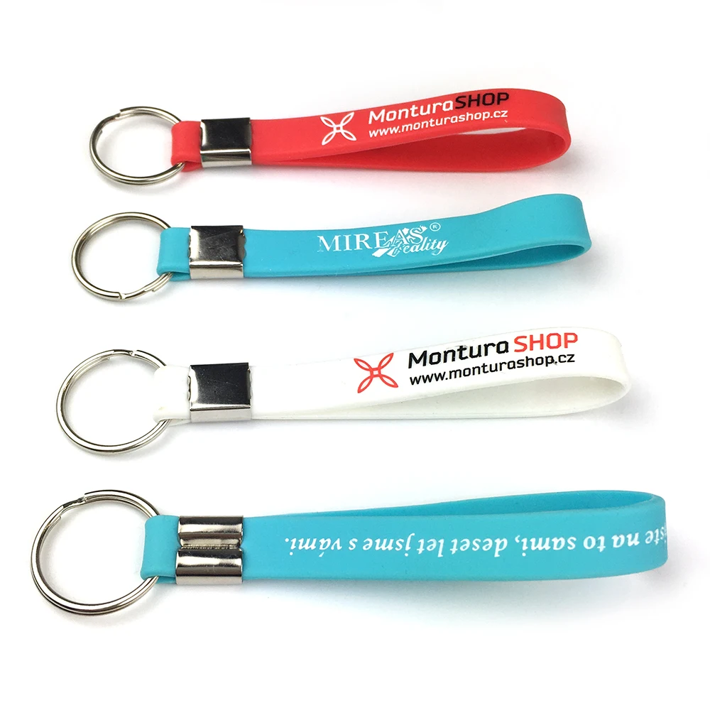 customised soft wrist worn rubber silicone key holder ring keychain bracelet