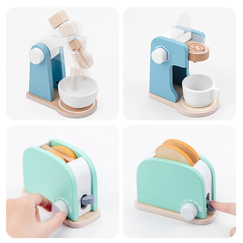 2021 Toy Pop up Toaster Small Kitchen Wooden Play With Accessories Fun For Girls And Boys 2 to 4