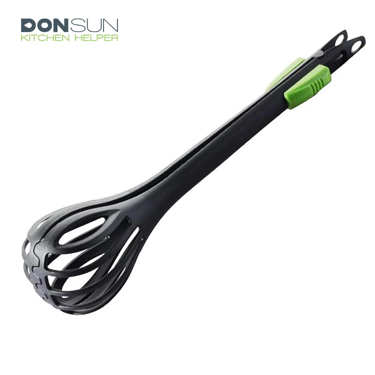 11 inch Nylon Egg Whisk 2 in 1 Egg Beater Kitchen Whisk Food Tongs