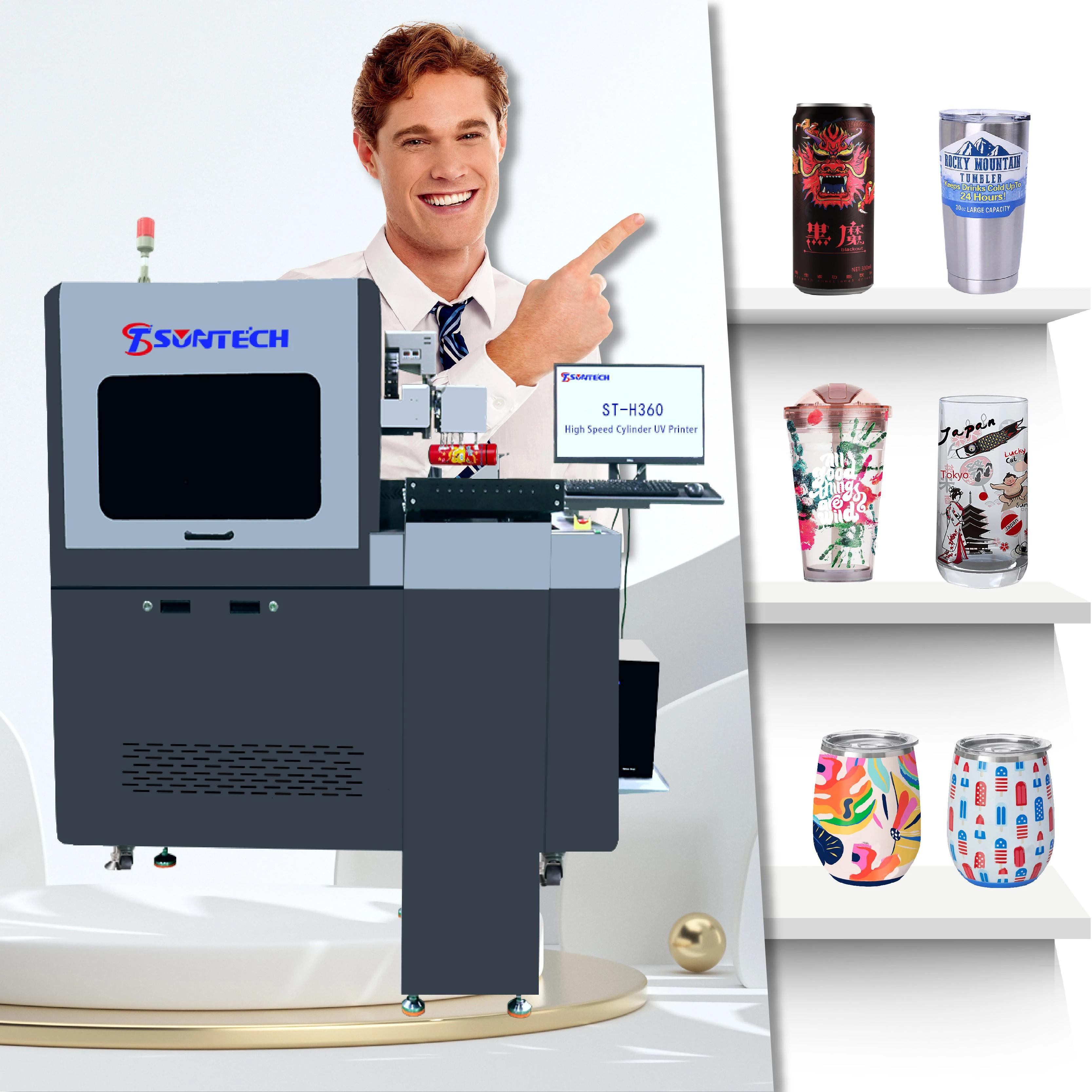 high speed cylinder printer 360 UV uv cylinder printer production bottle cylinder uv printer