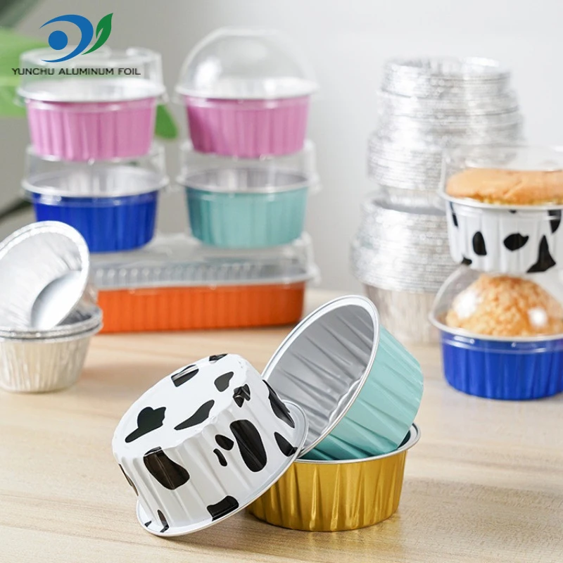 125ml Round Dessert Cupcake Aluminum Foil Baking Cups Disposable Ramekins Foil Container For Wedding Birthday