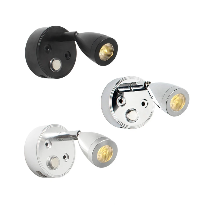 MIni Wall Lamp 2W 12V RV Boat LED Reading Light with Touch Control Switch and USB Charging Port Wall Mounted Light for Bedsidet
