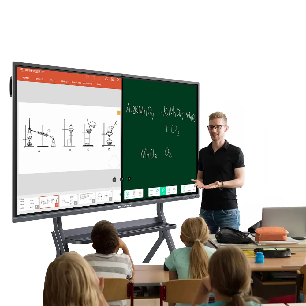 BYINTEK 75 Inches All In One Smart Board Infrared Interactive Touch Screen Projector Touch Smart Electric Board For Teaching