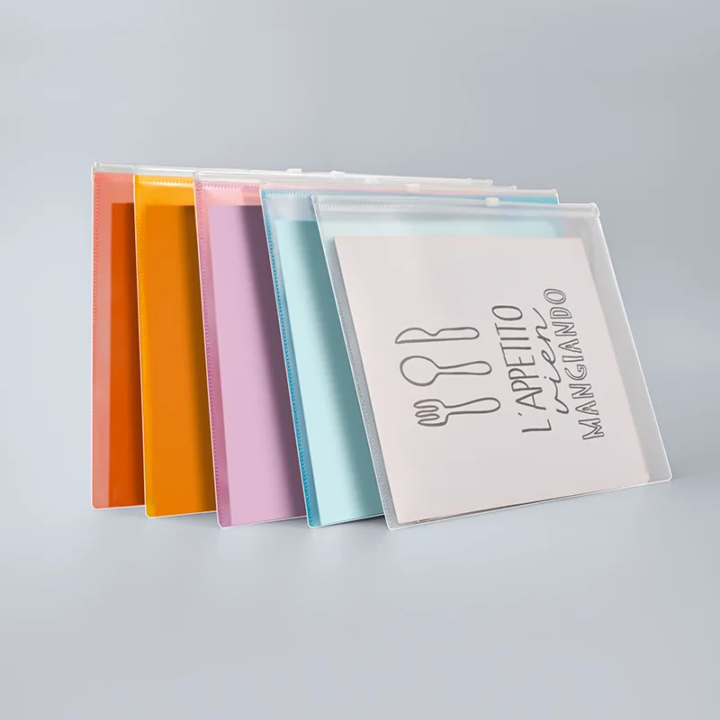 Make Up Case Package Color Plastic Clear Pocket Zip Lock Organize File Folder A5 Doc Bag Punched Bags